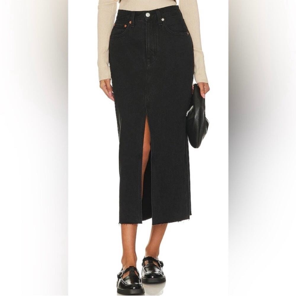 Evereve NWT Pistola Alice Black High-Rise Midi Skirt - size 25
